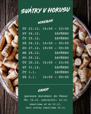 🎄 SVÁTEČNÍ HOKUS POKUS 🎄 …aneb kdy je u nás nalitá sklenka a kdy jen smutně stojí vývrtka v koutě 🍷🙃 ✨ WINEBAR ✨ 📅 23. 12....